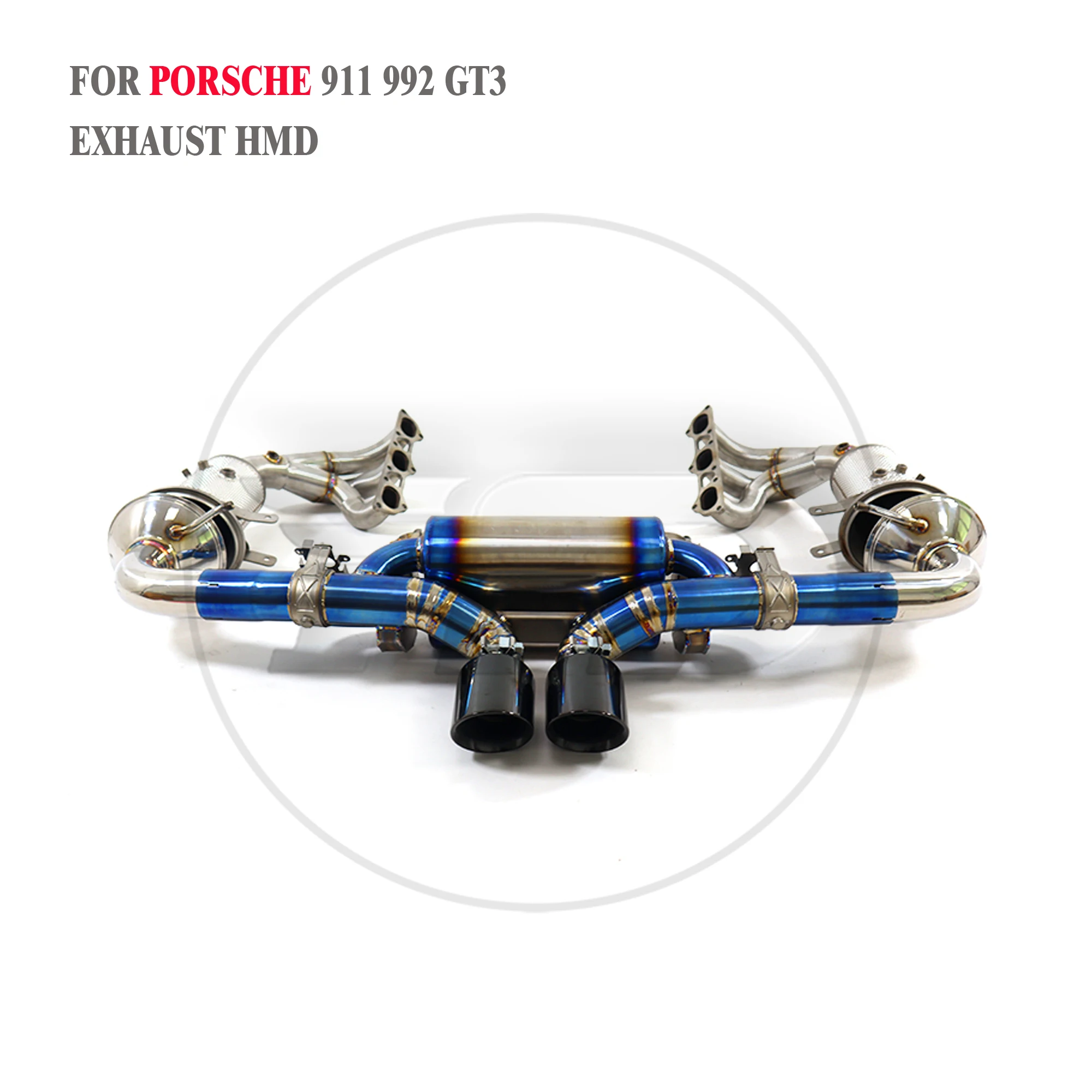 

HMD Car Accessories Titanium Catback Exhaust And High Flow Downpipe for Porsche 911 992 GT3 Muffler With Valve Catless Header