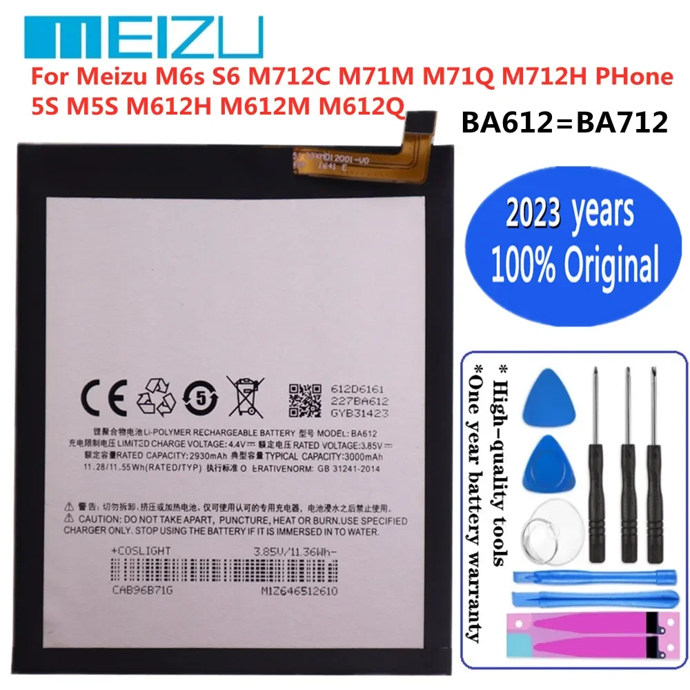 

2023 years Original Battery For Meizu 5S M5S M612H M612M M612Q BA612 M6s S6 M712C M71M M71Q M712H PHone BA712 3000mAh Battery