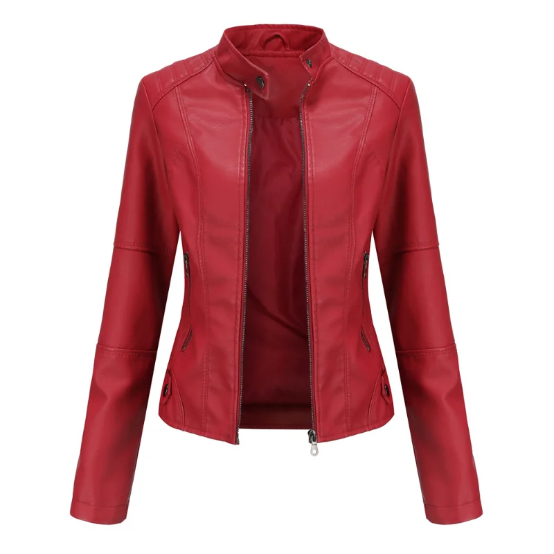 

ZXRYXGS 2023 Superior Quality Pu Leather Jackets Thin Spring Autumn Coat Women's Slim Jacket Motorcycle Jacket Leather Clothing
