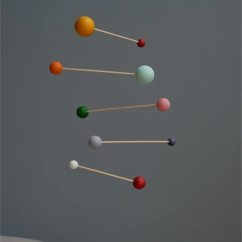 MOMO Russian Dynamic Balance Pendant Dopamine Colourful Ball Hanging Silent Wind Chime Children's Room Wooden Hanging Gift 5