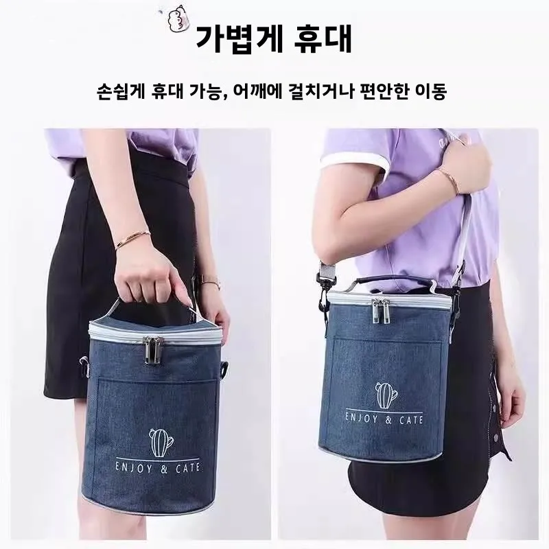 두꺼운 알루미늄 호일 원형 절연 도시락 가방 핸드백 식품 용기 커버 오래 지속되는 열 절연 외부 쉘