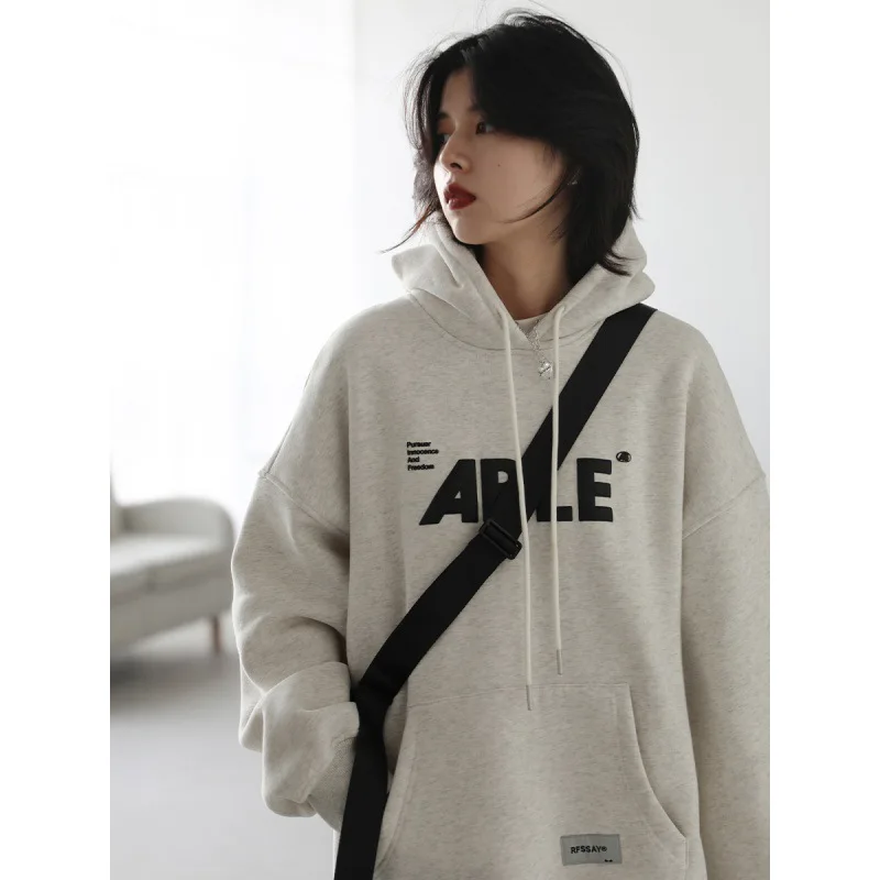 

women's winter street casual sweater hat velvet thick sweater