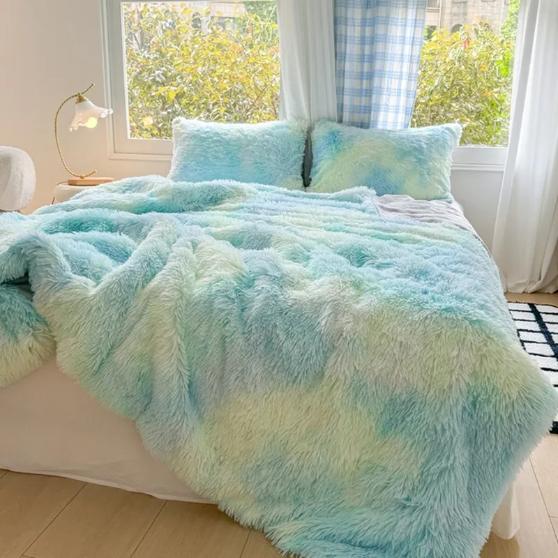 New four-season universal mink fleece blanket faux fur plush tie-dye blankets with zipper warm comfortable Decor 150*200cm