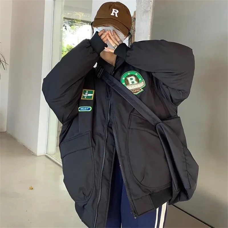 

2023 Winter New Streetwear Student Baseball Cotton Coat Jacket Women's Korean Spring Autumn Slim Embroidered Jackets Coats 71