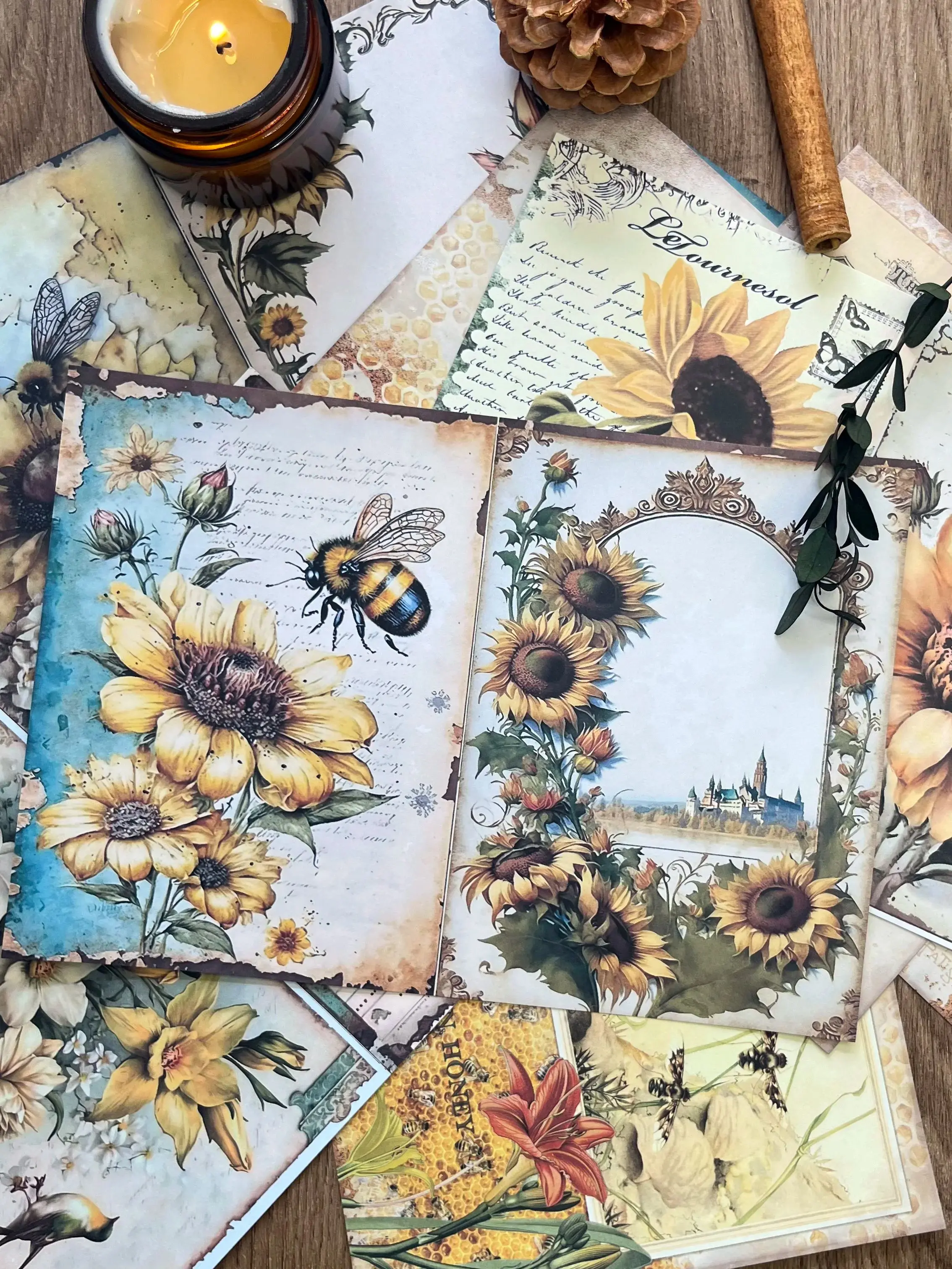 16 Blatt A5 (8,26 x 5,7 Zoll) beschreibbares Scrapbook-Papier mit Bienenmotiv, handgefertigte Grußkarten, perfekt für DIY-Geschenkverpackungen, Junk-Tagebücher – Detail 6
