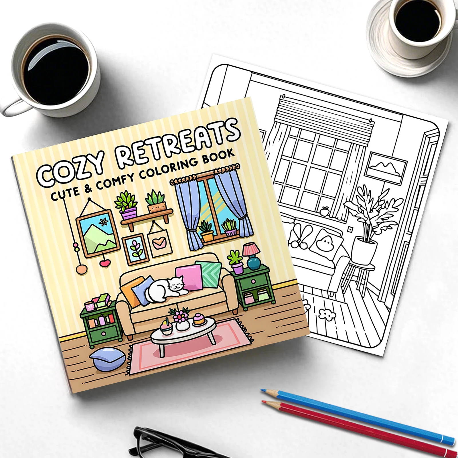 COZY RETREATS Coloring Book for Adults & Teens Featuring Adorable Animals Valentines Graffiti Painting Drawing books ﻿ 3