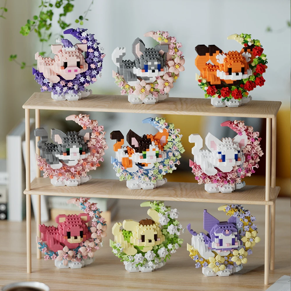 Mini Dog Cat panda raccoon Cute Pet Small Building Block Model Series Ornaments Children's Toy Christmas Birthday Gifts for Kids 3