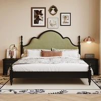 Lit Double de rangement noir haut de gamme chambre moderne Style français lit en bois famille Camarotes Para dortoir meubles de maison 3