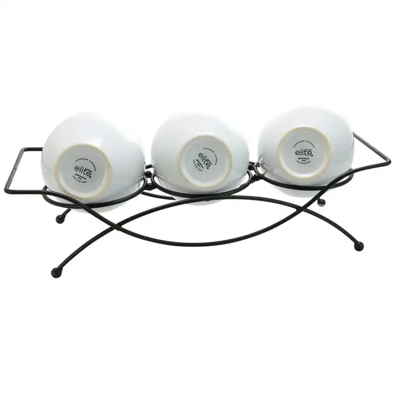 

Serving Set with Metal Rack in White