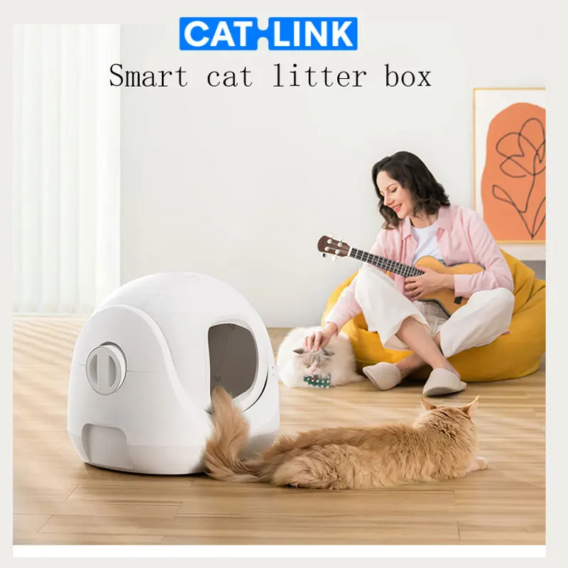 Фото Самоочищающийся Туалет CATLINK, автоматический туалет для кошек, большой закрытый песочный ящик для кошек, домашних животных, умные предметы Arenero Gato Cerrado Cat WC №3