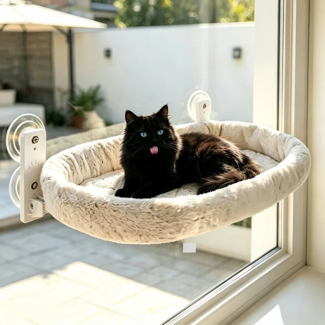 Cat Window Hammock Winter Sunbathing Bed Strong Suction Cup Foldable Hanging Cat Nest Glass Balcony Pet Supplies for Cats 1