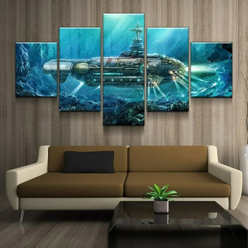 No Framed Submarine Light Steampunk Submarine 5 Panel Canvas Picture ...