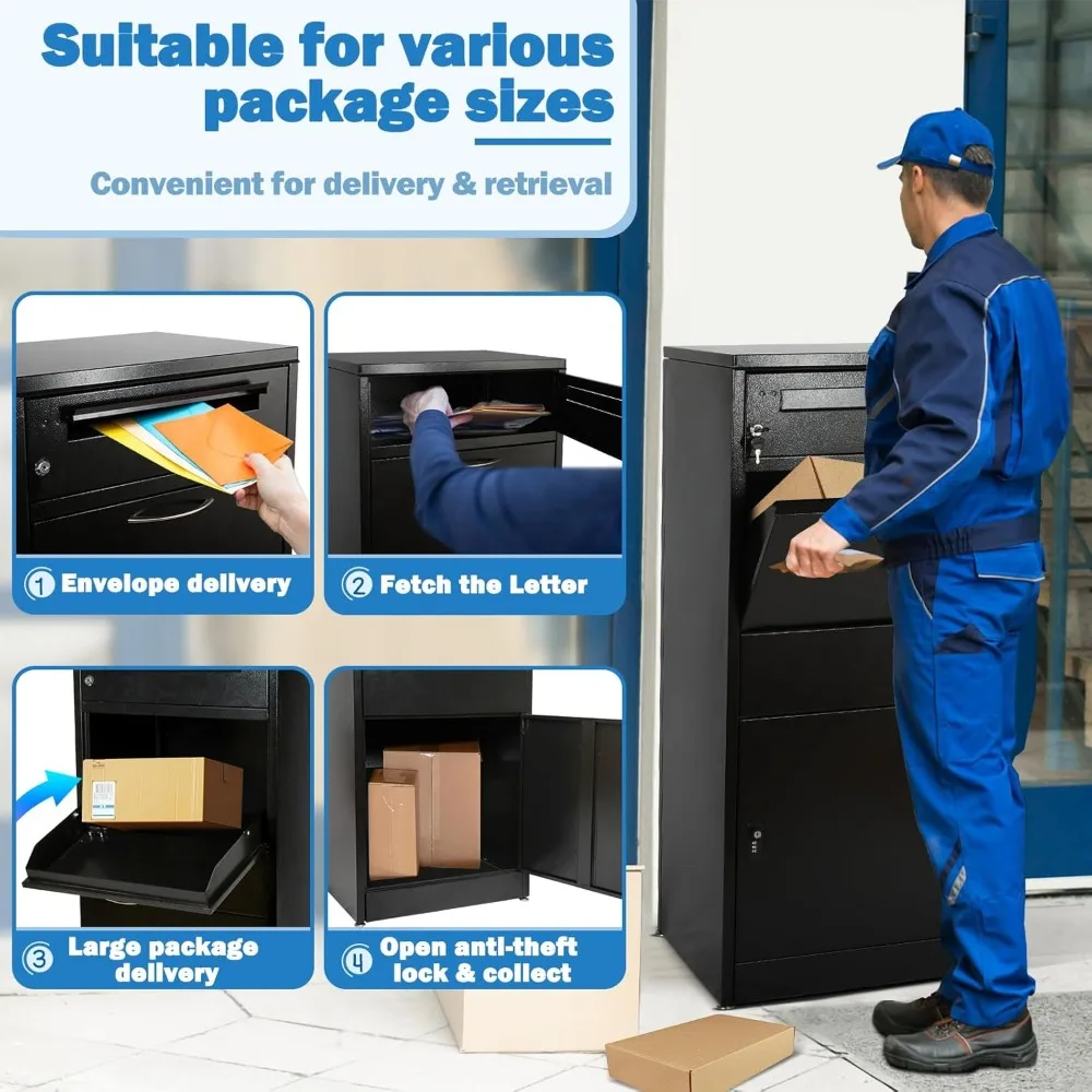 Package Delivery Boxes for Outside, Ultra Large Mailbox for Parcel, Automobile Steel Parcel Mailbox, Waterproof Anti-Thef 3