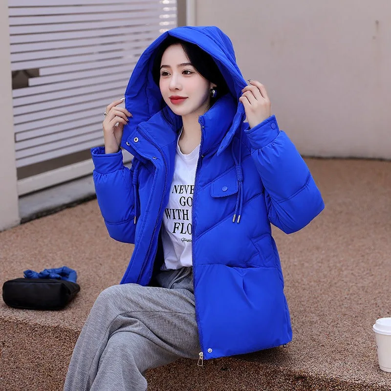 2023 New Women Down Cotton Coat Winter Jacket Female Short Parkas Loose Thick Outwear Hooded Leisure Time Versatile Overcoat