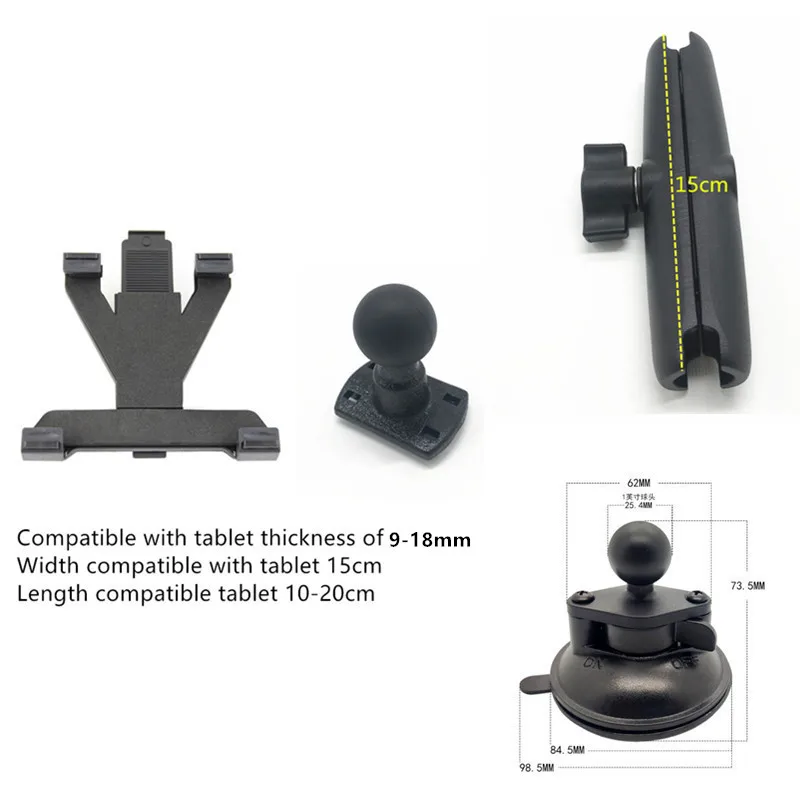 Heavy Duty Dual Tablet Suction Cup Mount with Adjustable Ball Head