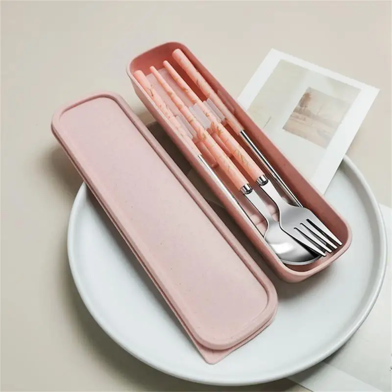

304 Cutlery Set Portable Cutlery Set Dinnerware Set High Quality Stainless Steel Spoon Chopsticks Fork Travel Cutlery With Box