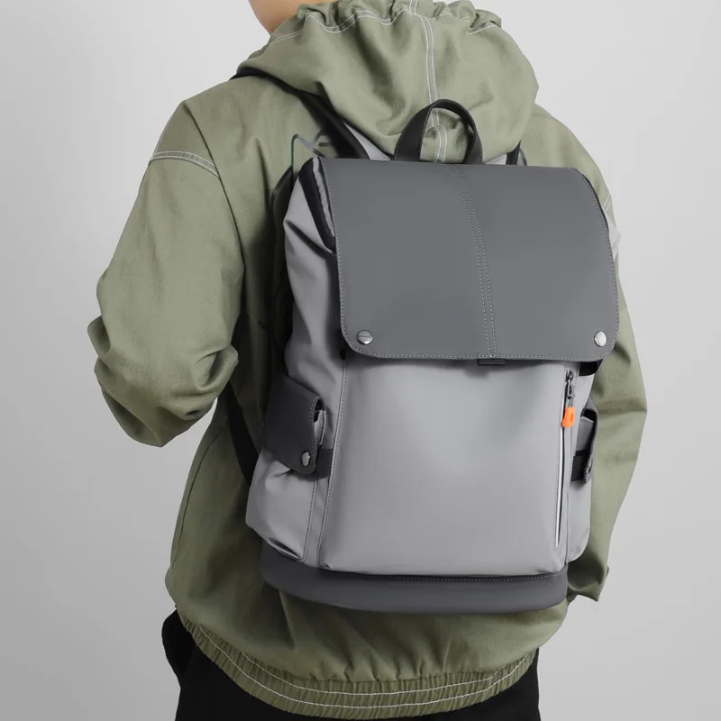 

New Men's Schoolbag Fashion Solid Color Simple Backpack Laptop Business Backpack Travel Bag Waterproof and Durable Backpack