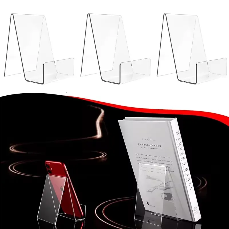 4pcs Acrylic Book Stand Book Holder For Display Clear Easel Stand For Display Display Holder For Postcard Sticker 6