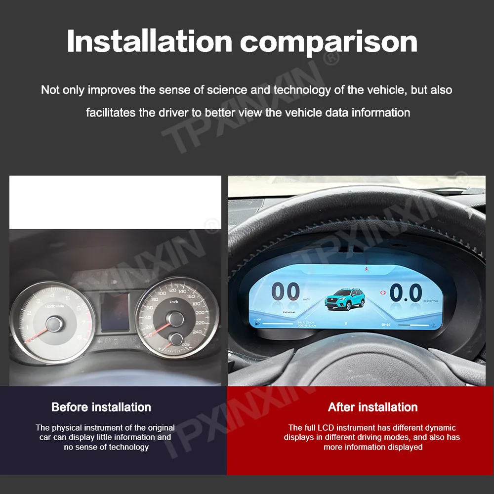 Radio para Auto con Pantalla LCD Digital de 12.3 Pulgadas, Carplay para Subaru Forester 2013-2018, Velocímetro, Panel de Instrumentos, Pantalla Inteligente 6