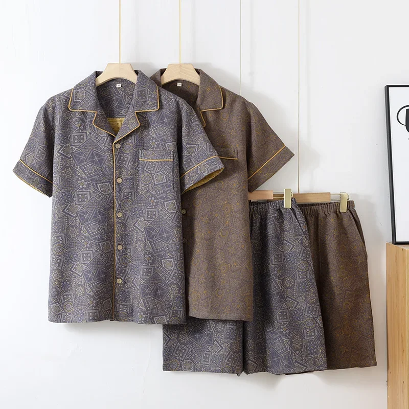 Pajama Sets Men's Cotton Summer Short Sleeved Shorts Pajamas For Home Wear
