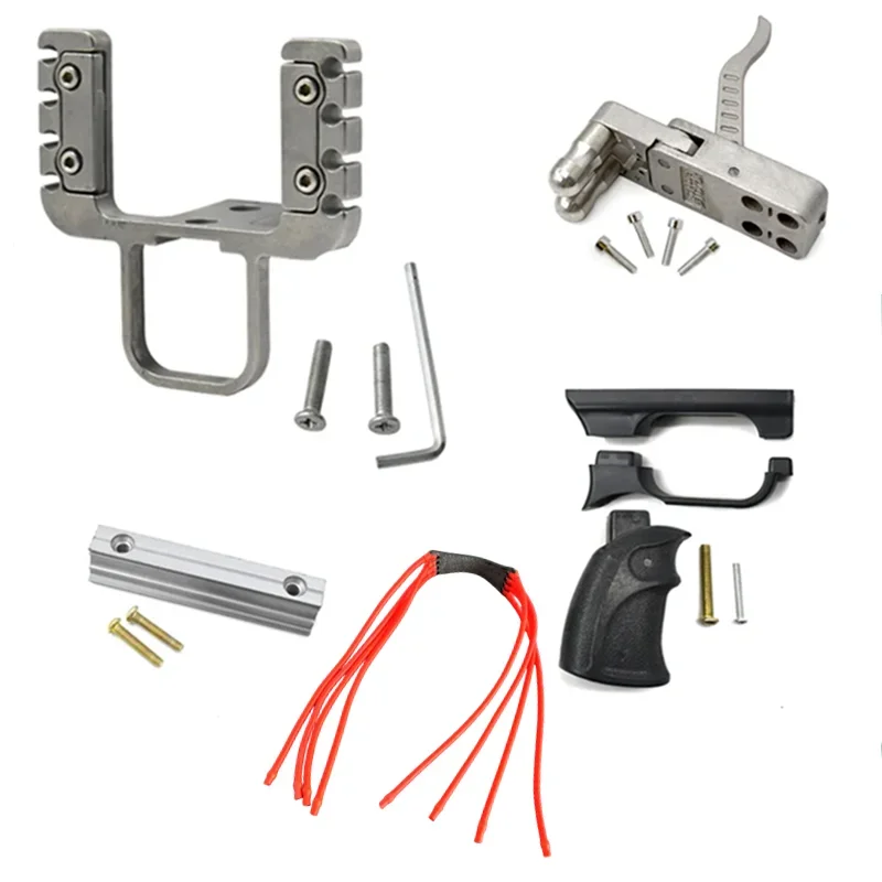 High Precision Alloy Casting Mechanical Slingshot DIY Accessories Sliding Trigger Strong Rubber Strap Slingshot Accessories