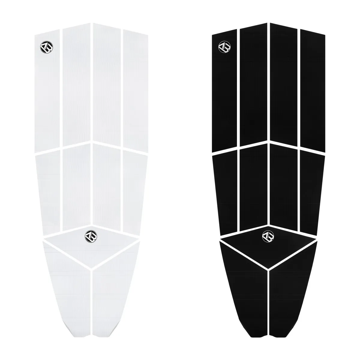 11pcs Surf Deck Traction Pads Premium EVA with Tail Kickback threeM Adhesive for Longboard Paddle Surfboard, White, Black