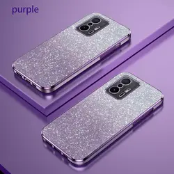 Luxury Glitter Gradient Plating Shockproof Case for Women - Silicone Back Cover for Xiaomi Mi Series (Purple)