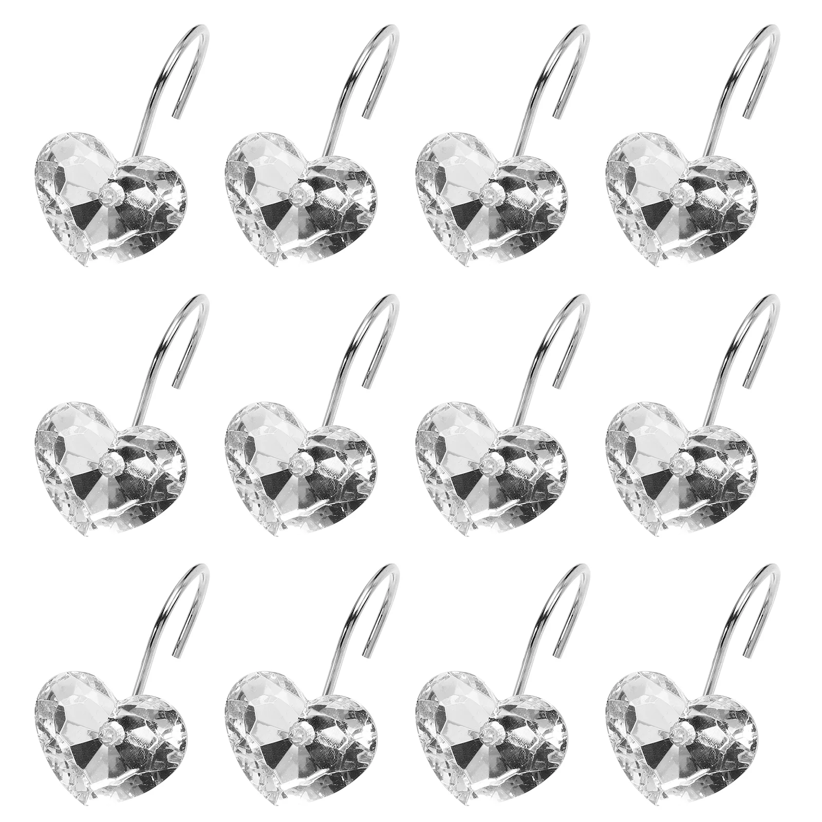 

12 Pcs Rhinestone Shower Curtain Hook Black Hangers Ordinary Acrylic Hooks Bath Hanging