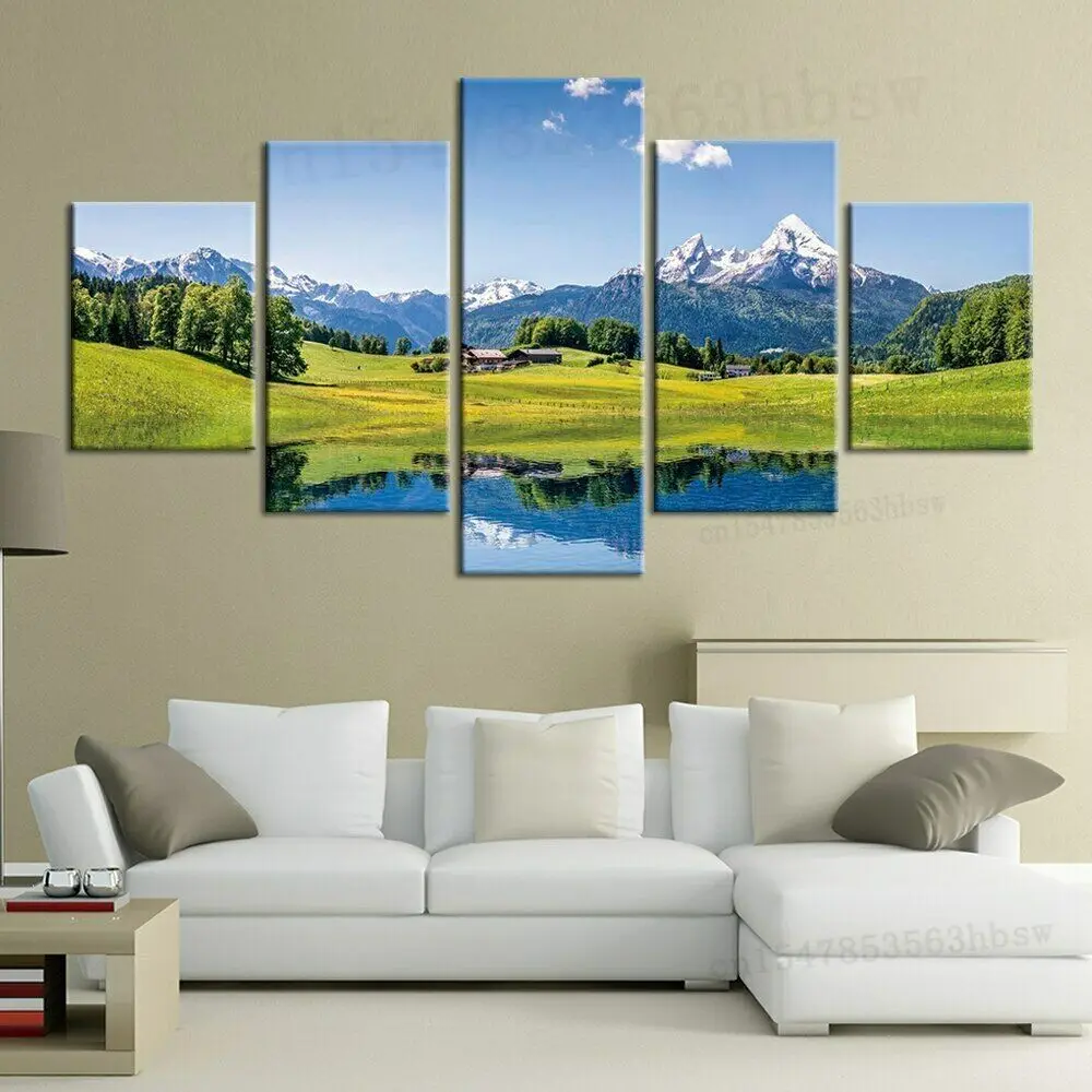 

5 Panel Mountain Landscape Scenery Canvas Picture Wall Art HD Print Decor Pictures 5 Piece Room Decor Poster No Framed