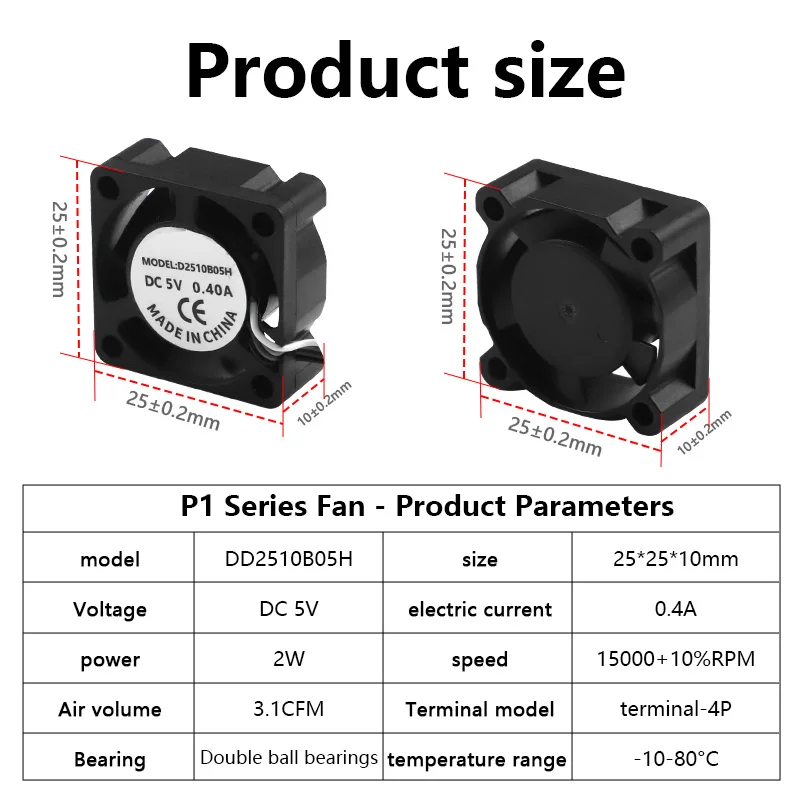 Per Bambu Lab X1/P1 Hotend K ugello 2510 Ventola di raffreddamento Ventola di raffreddamento rapido per Bambu Lab X1C P1S P1P Accessori per stampante 3D  7