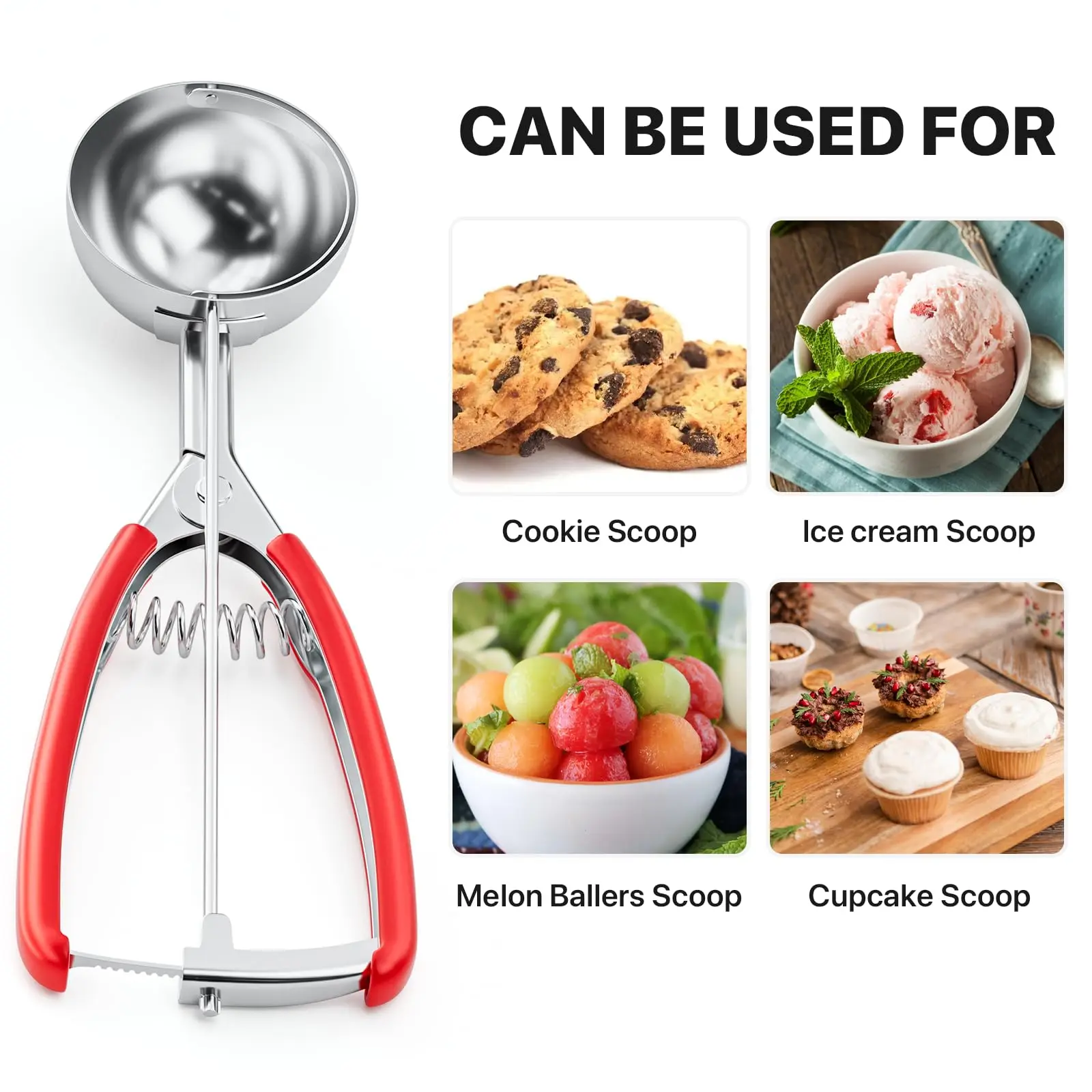 Ice Cream Scoop Stainless Steel Cookie Scoop with Easy Trigger Perfect for Making Ball Shapes for Melon Ball Cupcake Baking ice cream scoop
