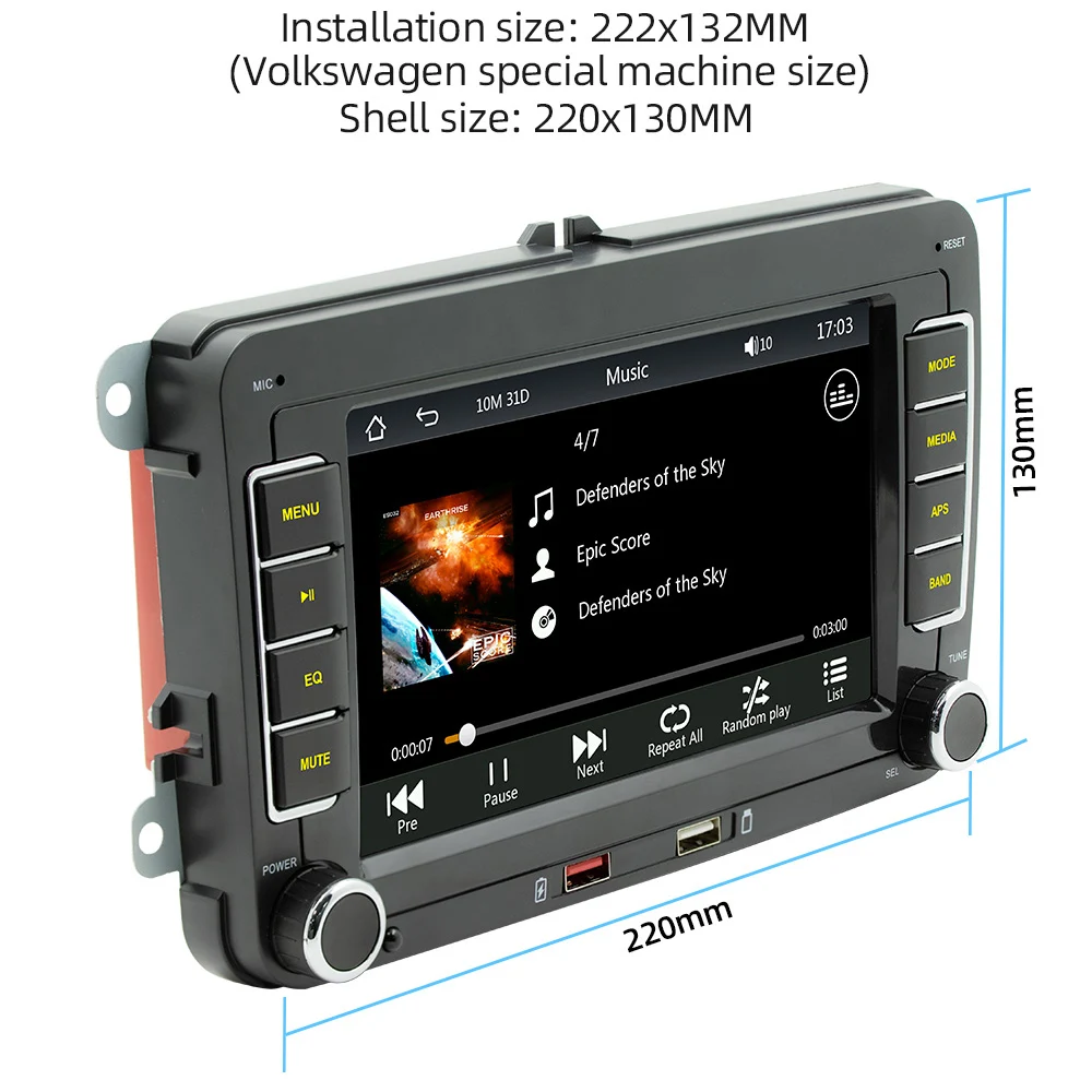 7 Inch Car Stereo MP5 Player Touchcreen BT AM/FM Radio Receiver with Android Auto Carplay Support Hands-Free Calling USB Charge car stereo