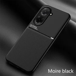Luxury Magnetic Leather Soft Phone Case - Premium Silicone Protective Cover for Poco C55 (Black)