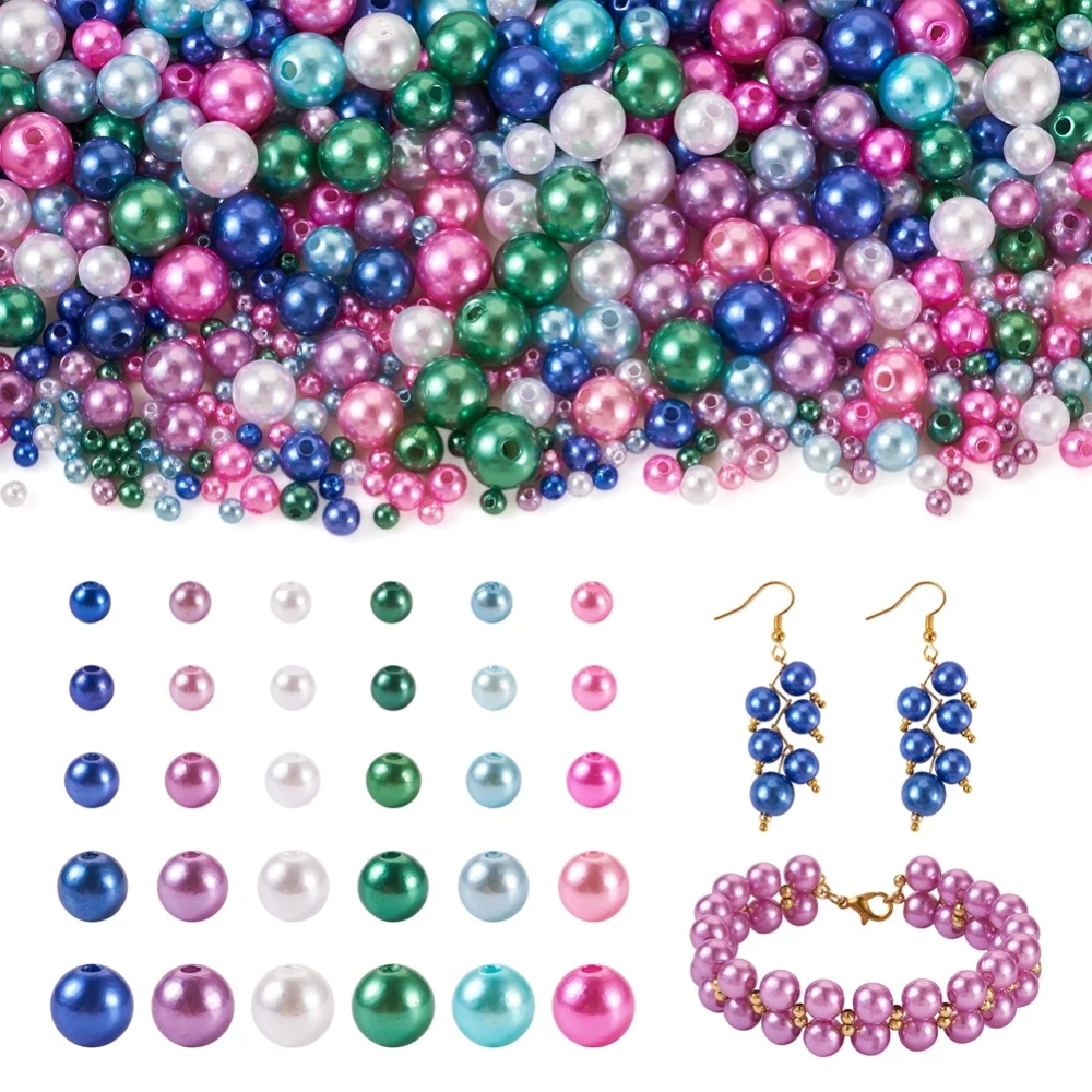 

3000Pcs Imitation Pearl Acrylic Beads Dyed Round Pearl Beads 4mm 6mm 8mm 10mm 12mm for jewelry making DIY bracelet necklace Mix