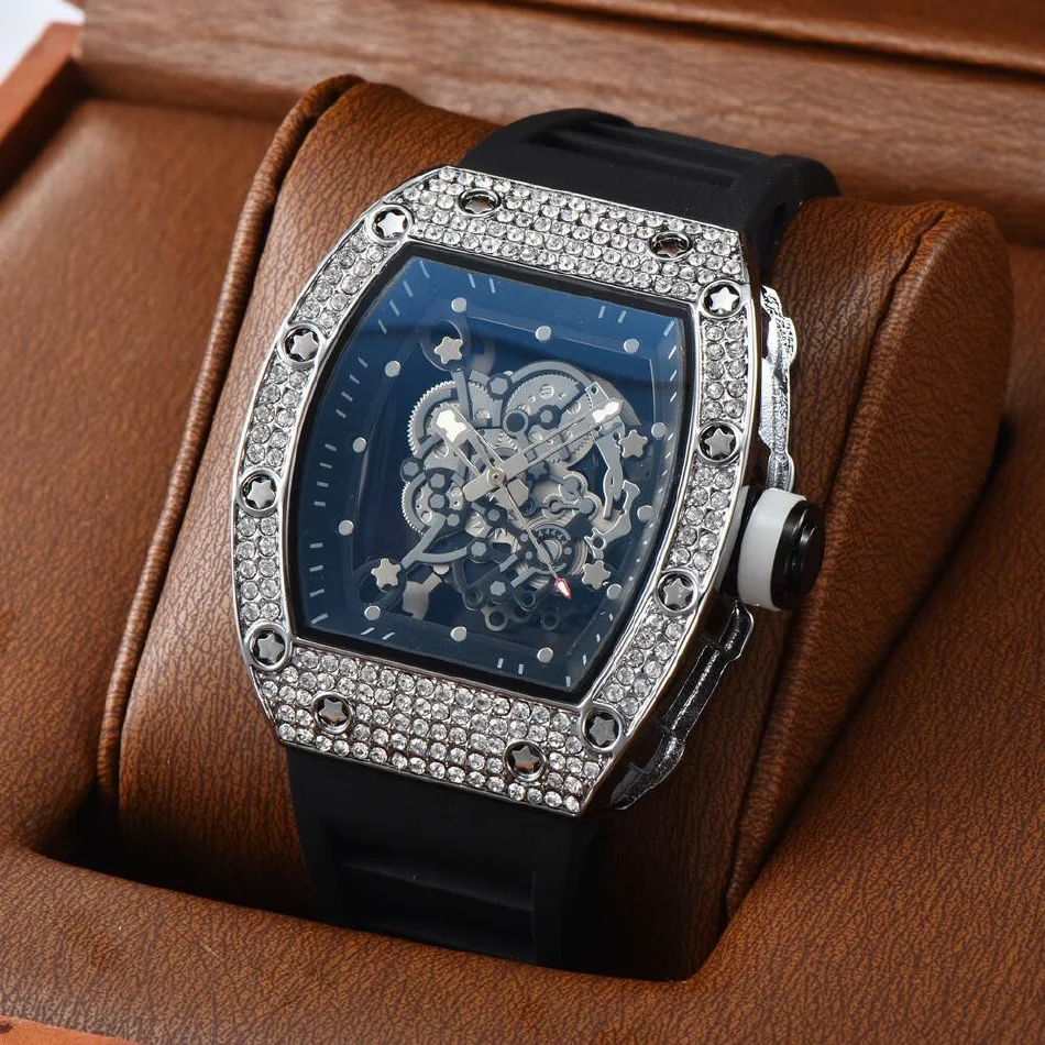 

Часы Reloj Hombre новые с вырезами голова тигра горячее гальваническое покрытие часы инкрустированные бриллиантами водонепроницаемые кварцевые часы унисекс