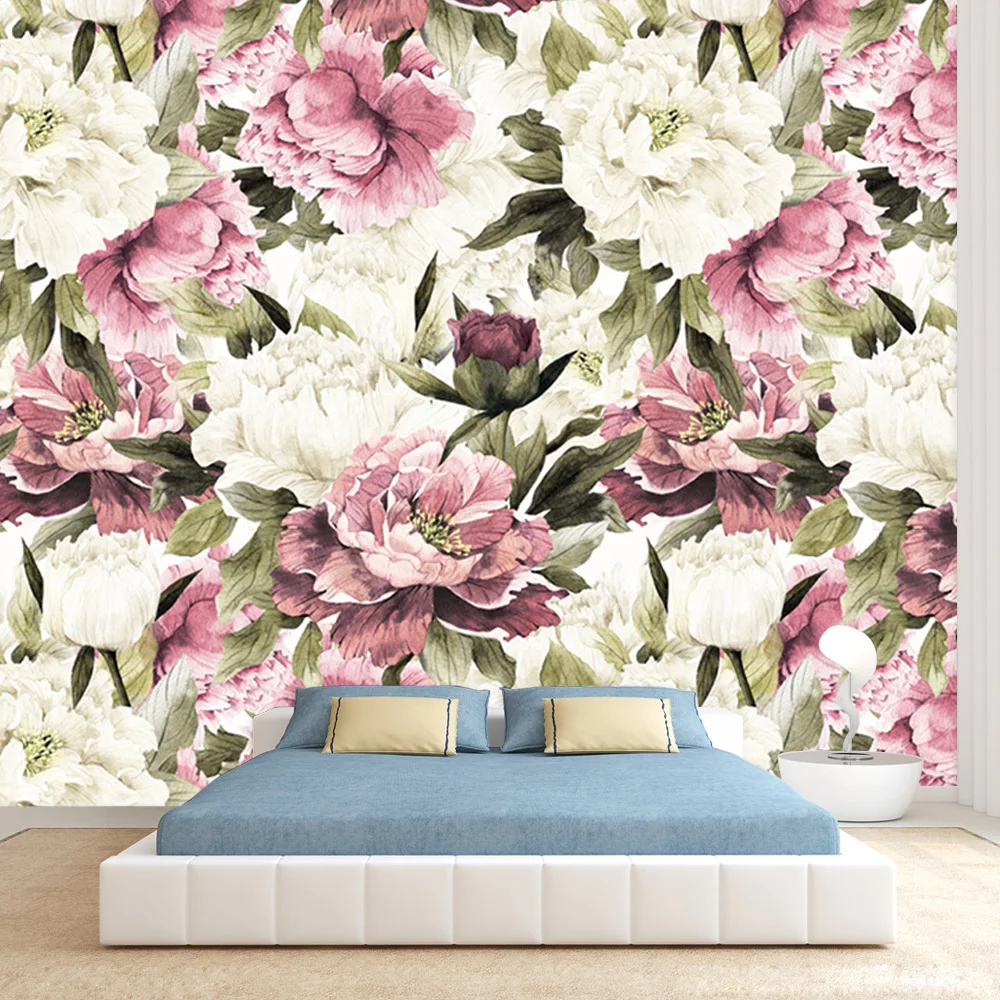 Custom Peel and Stick Wallpapers Accept for Living Room Bedroom Walls Peony Floral Blossom Contact Wall Papers Home Decor Murals peony blossom