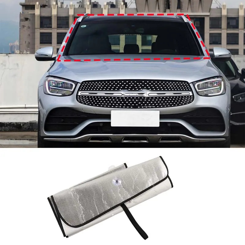 

Для Mercedes Benz GLC X254 2022-2023, алюминиевая фольга, серебристая Автомобильная Передняя ветровая Защита от солнца, Аксессуары для автомобилей