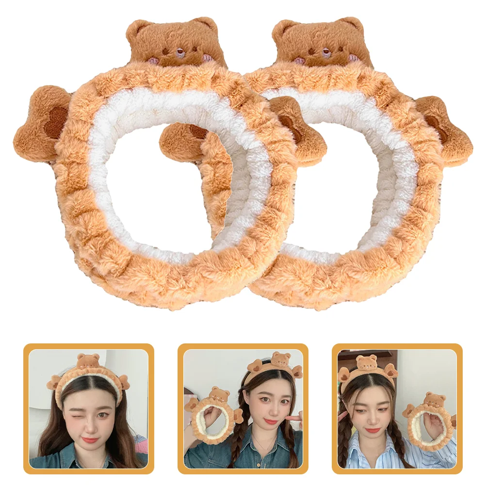 

2 Pcs Bear Face Wash Headband Spa Headbands for Women Skin Care Headscarf Washing Makeup Facial Mask Skincare