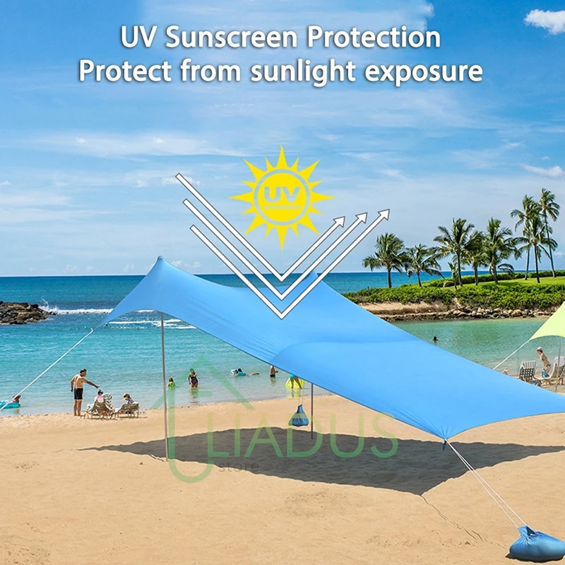 2.1m x 1.5m Portable Beach & Camping Sunshade Canopy 2