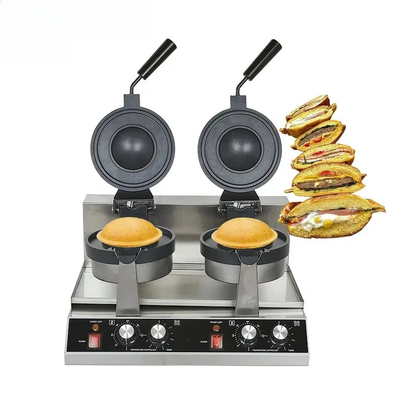 Electric Dual Head UFO Burger Maker Machine Custom Logo 110V 220V Commercial Stainless Steel UFO Burger Waffle Maker Commercial