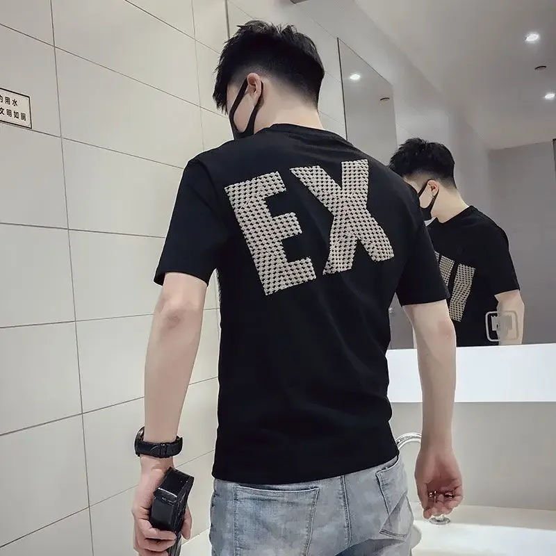 

Мужская Уличная одежда, яркая одежда с алфавитом, облегающие мужские футболки, свободный Гладкий крутой оригинальный новый в повседневном стиле S