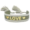 Boho tissé broderie amour poignet tricoté Bracelets d'enveloppement corde à la main tissage tressé glands ethnique femmes hommes bijoux