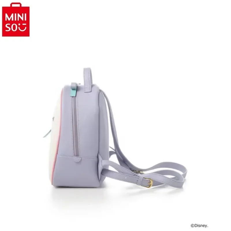 MINISO Disney Mickey Daisy High Quality PU Printed Women's Fashion Luxury Brand Large Capacity Storage Backpack