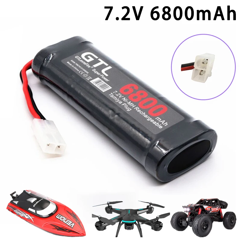 

7.2V Replacement RC Battery with Tamiya Discharge Connector for RC Toys Racing Cars Boat Aircraft Truck Buggy Boat 6.8Ah Battery