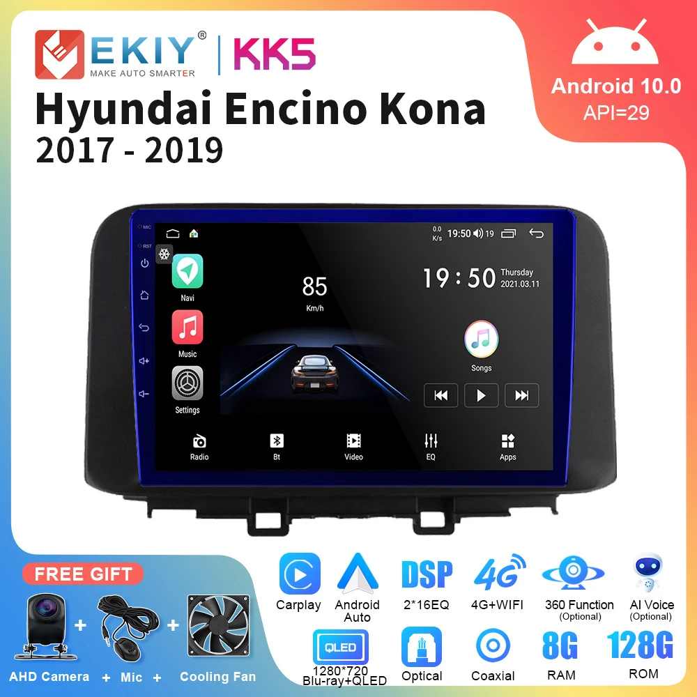 

EKIY KK5 Android 10 Car Stereo For Hyundai Encino Kona 2017 2018 2019 AI Voice Multimedia Player GPS Carplay Autoradio Head Unit