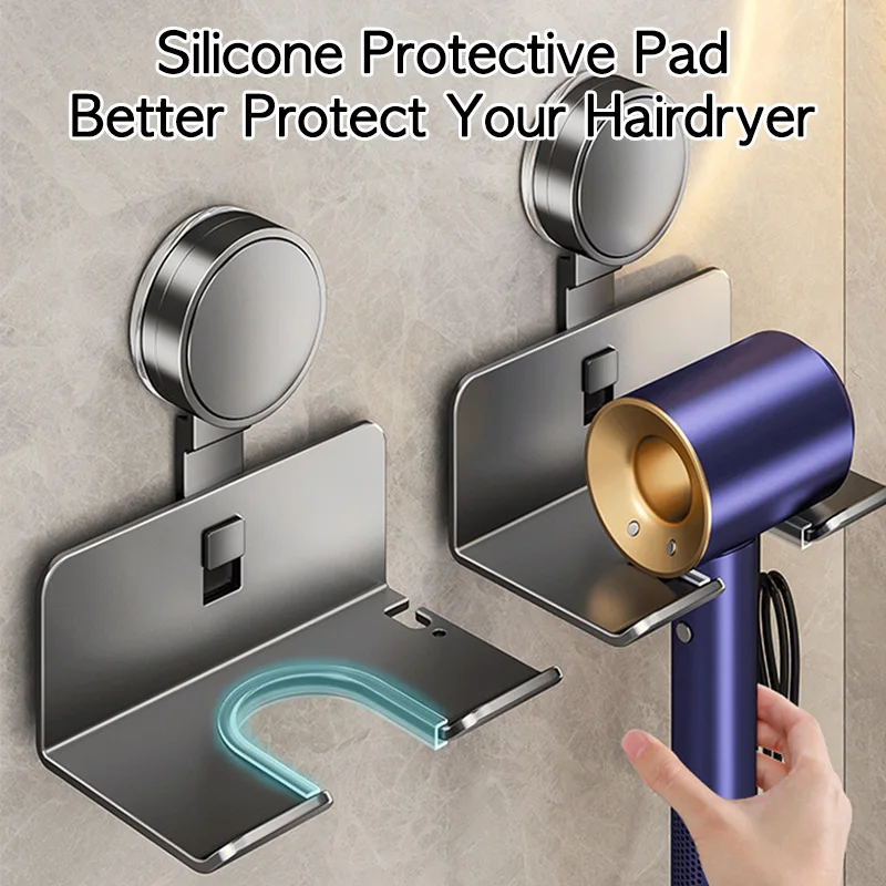 Hair Dryer Holder Suction Cup Wall Mounted Self Adhesive For Dyson Hairdryer