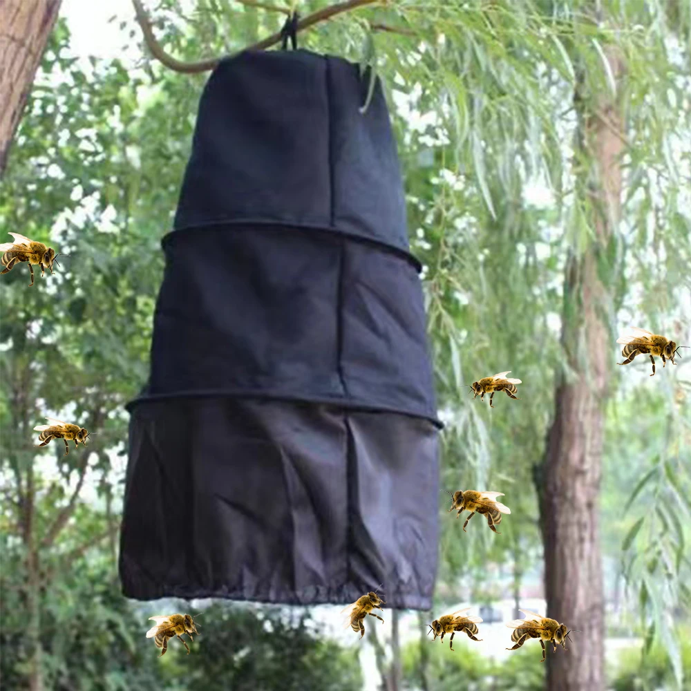 

1PCS Black Cloth Honey Bee Trap Swarm Collector Bait Cage Catcher Capture Lure Attract Beekeeping Outside With Pocket For Beewax