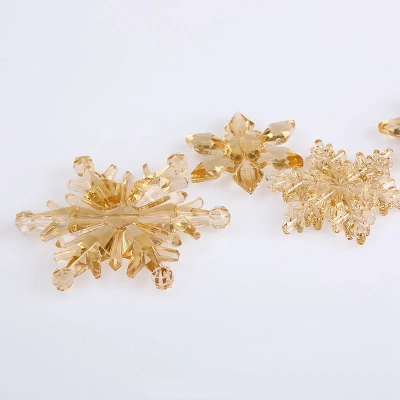 Christmas Decorations for Home, Snowflake Ornaments, Crystal Acrylic, DIY Bead, Curtain Decorative Craft, Party Decor, 10Pcs per
