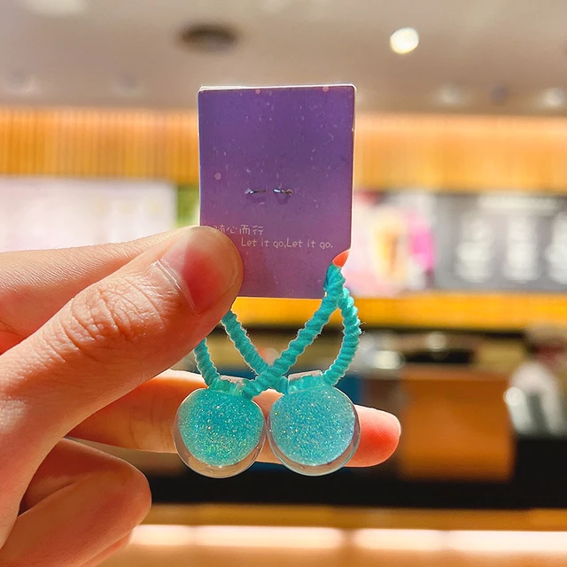 2/10/18 Pcs/Set Baby Girls Cute Quicksand Cartoon Fruit Hair Bands Children Lovely Scrunchies Rubber Bands Kid Hair Accessories Blue-2 Pcs