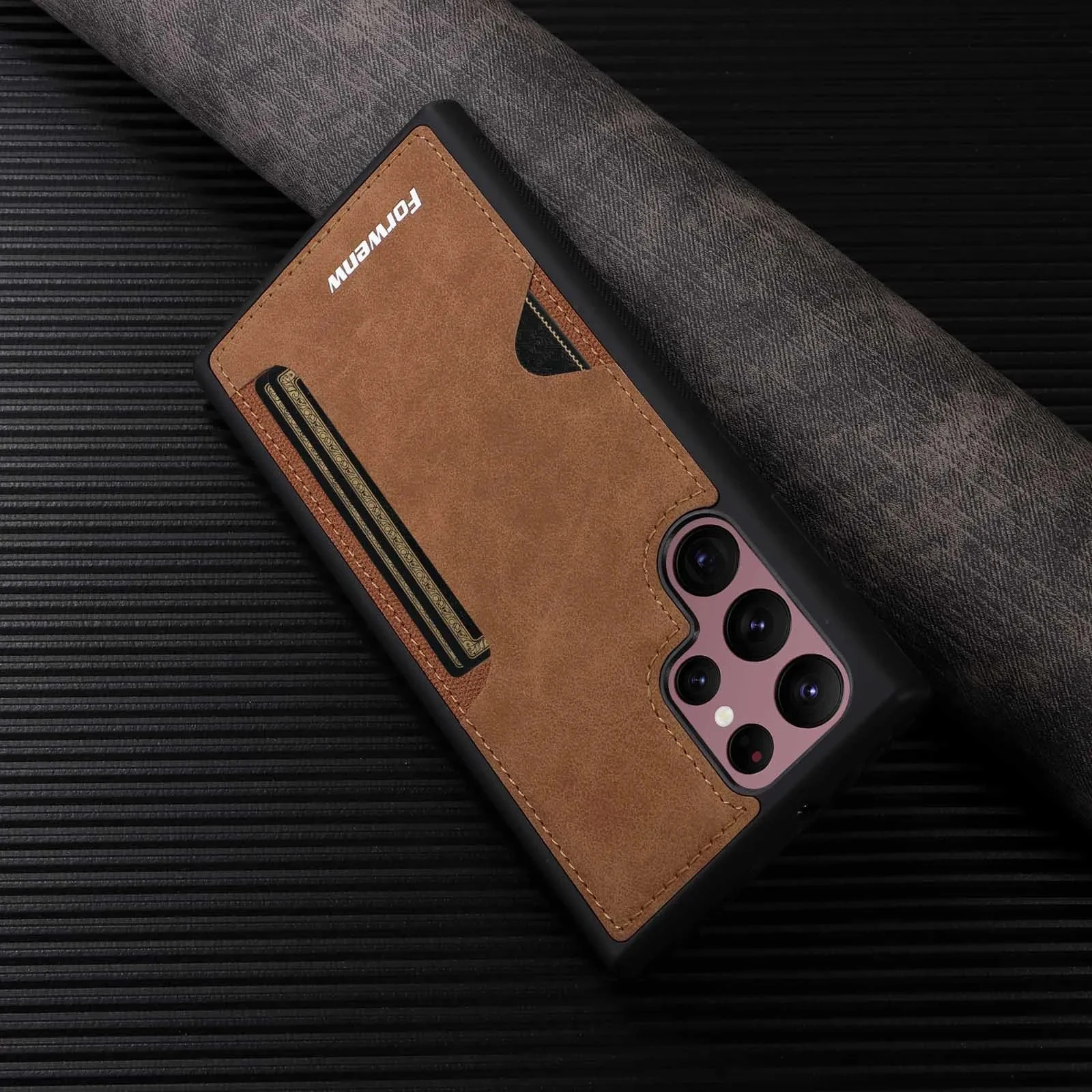 Vintage-Style PU Leather Wallet Phone Case with Card Holder